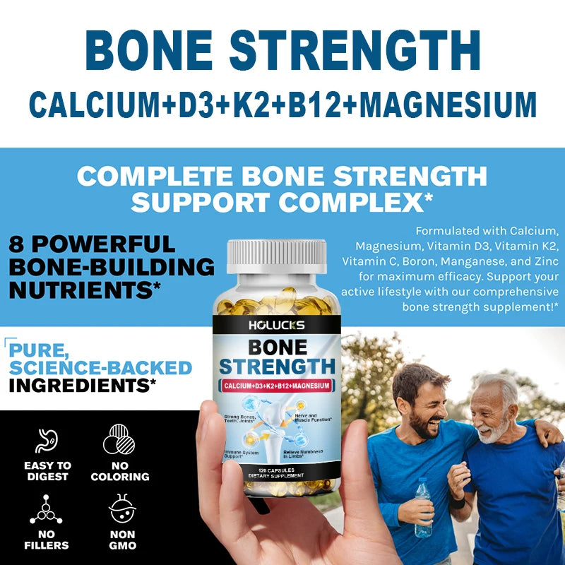 Bone Strength Complex with Calcium, D3, K2 & Magnesium, Supports Healthy Bones, Joint Mobility & Muscle Function for Adults Healthy supplements