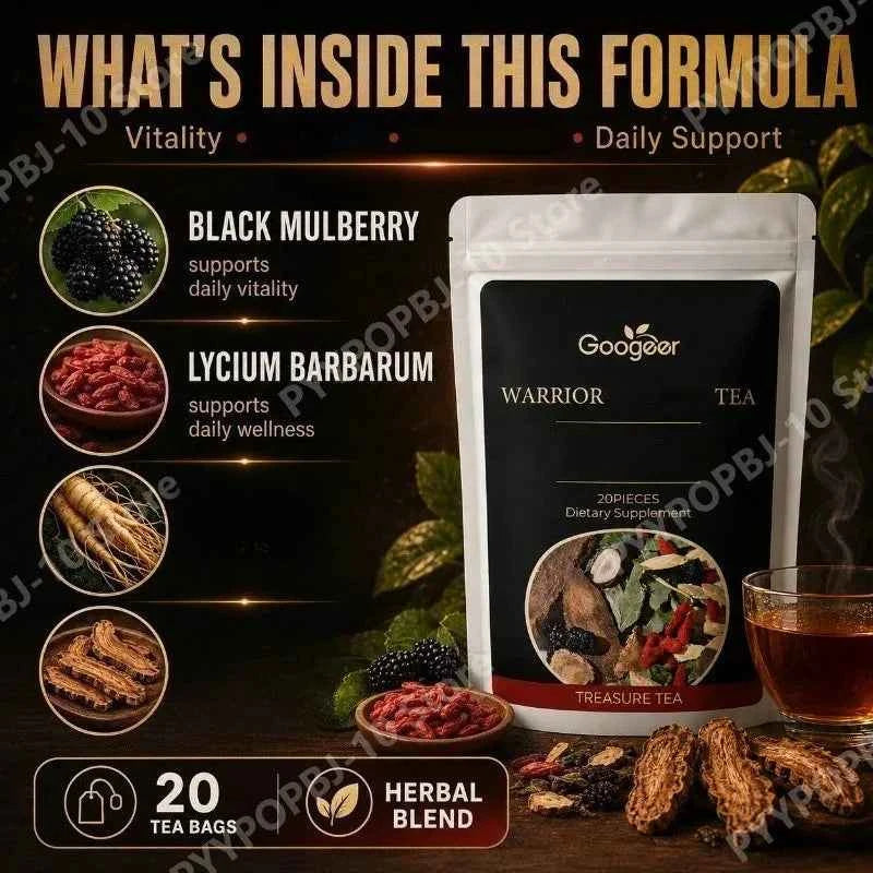 Googeer Herbal Supplement for Men's Wellness - 20 Bags of Black Mulberry & Goji Berry for Daily Health Boost