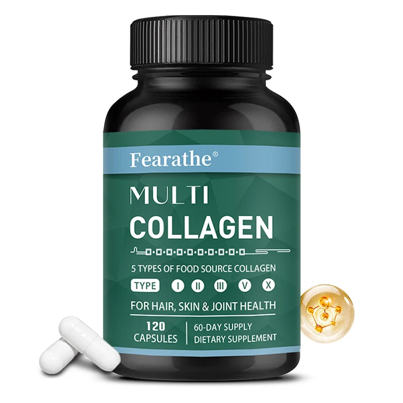 Advanced Multi Collagen with Vitamin C, Hair Skin and Nails Health Vitamins for Women and Men - with Types I II III V X Healthy supplements