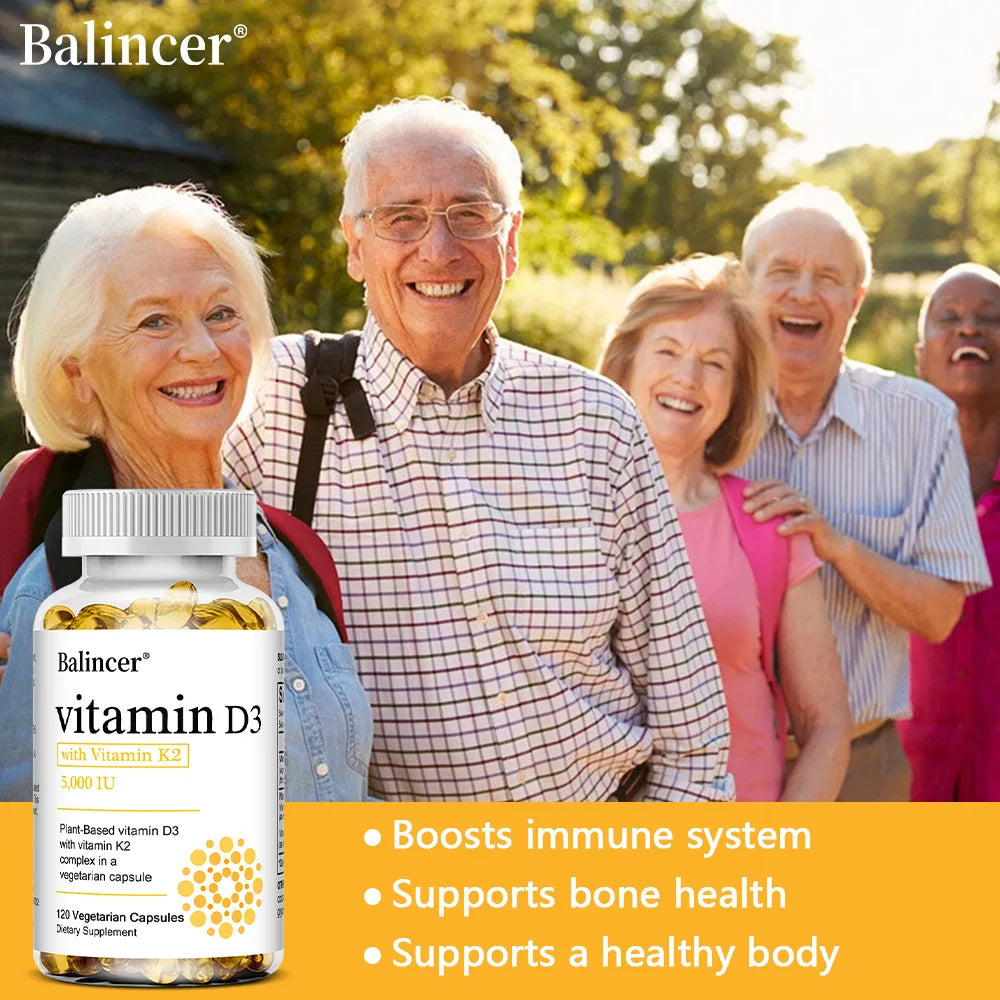 Vitamin D3 5000IU+ K2 (MK7) 1100mcg Capsules - Bone Teeth Joint Heart Circulation & Immunity System Health Support, Vegan Healthy supplements