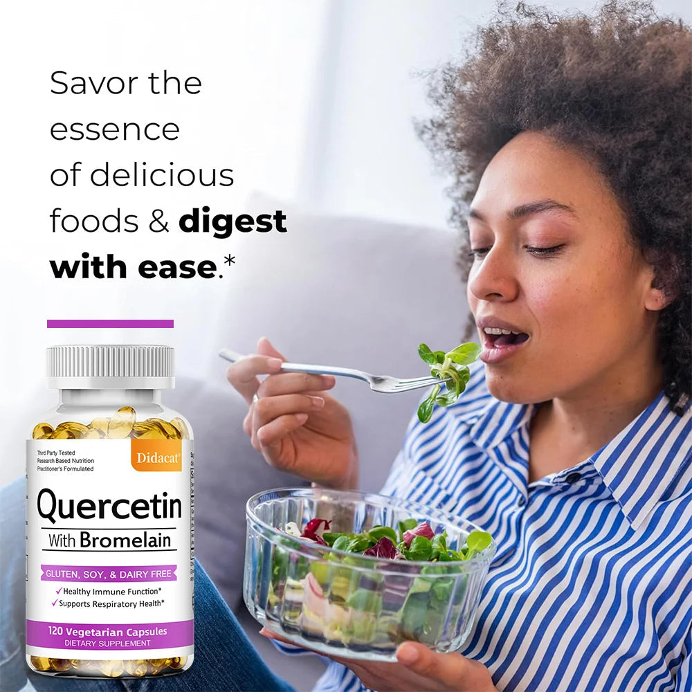 Quercetin with Bromelain Supplement, Enhance Immunity Respiratory, Antioxidant and Help Maintain Cardiovascular Health Healthy supplements