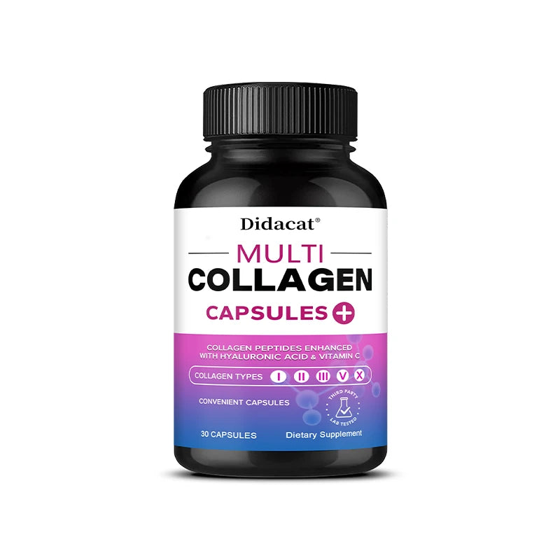 Multi Collagen Capsules with Hyaluronic Acid & Vitamin C, Support Cardiovascular, Skin Hair Nail Joint Bone & Digestive Wellness Healthy supplements