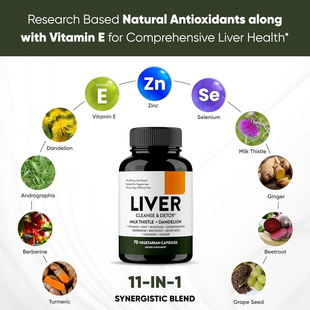 Liver Cleanse Detox & Repair Support 70 Veg Capsules Supplement for Liver Digestive Health and Renew, for Men & Women Smoker Healthy supplements