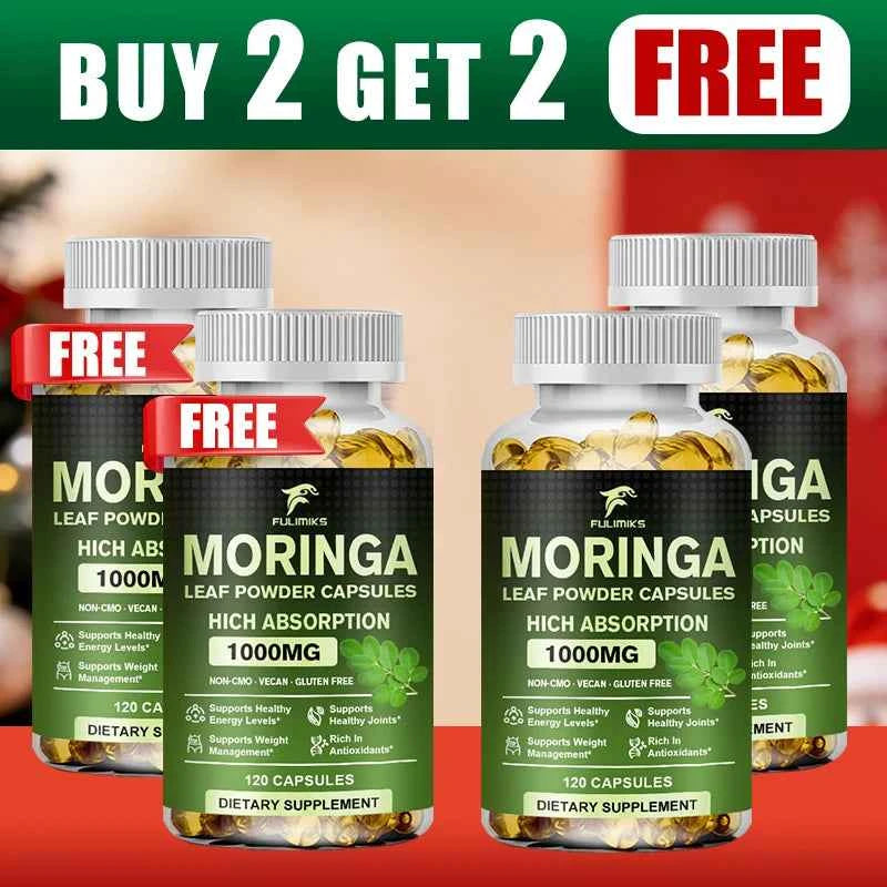 Buy 2 Get 2 Free! Pure Moringa Leaf Powder Supplement Energy, Metabolism and Immune Support,Weight Management, Non-GMO