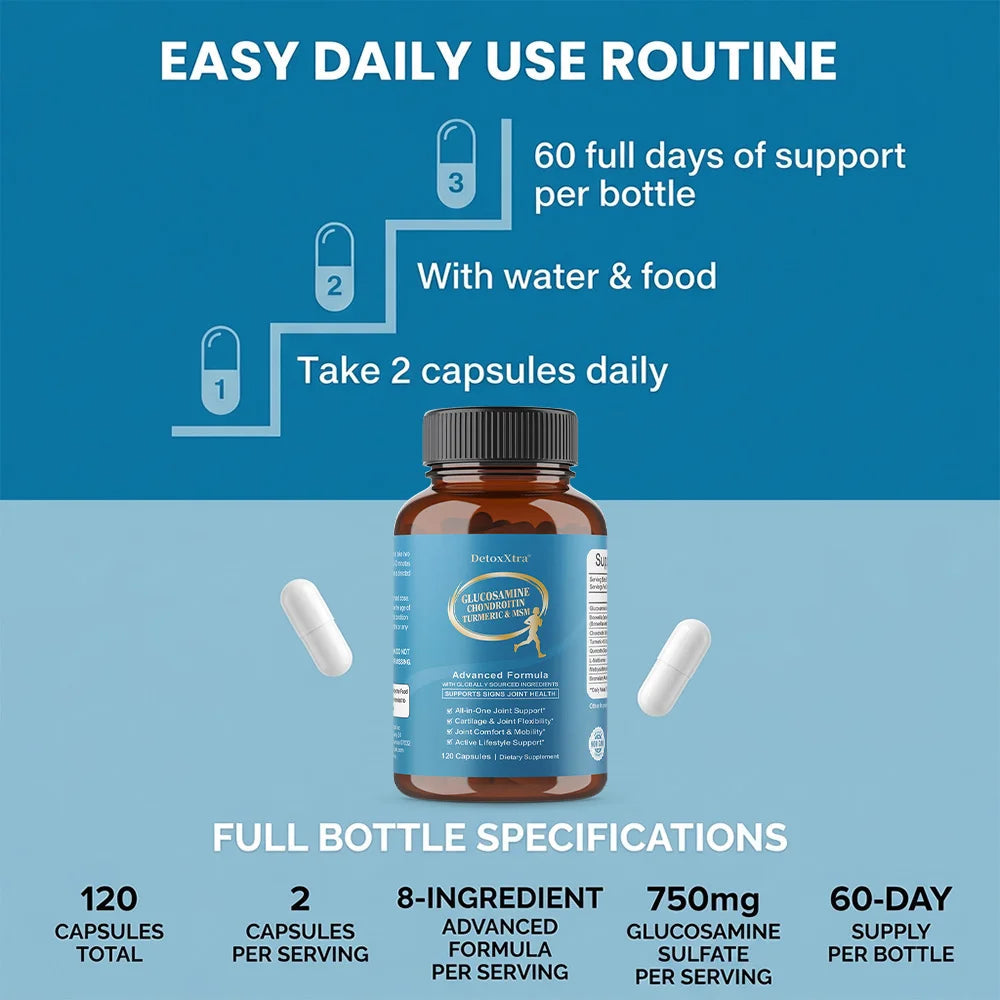 Glucosamine Chondroitin MSM | Joint Support Supplement Bone Health Support Flexibility & Cartilage Maintenance for Men & Woman Healthy supplements