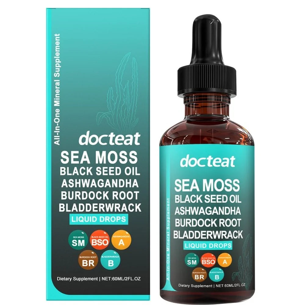 Docteat Sea Moss Liquid Drops 60ML Intestinal Health Digestion Skin Moisture Immune Support Nutritional Supplement Healthy supplements