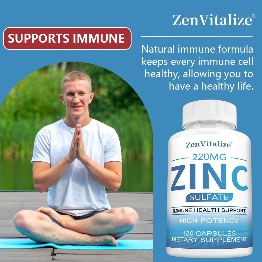 Zinc 50Mg Supplement Capsules – Zinc Sulfate for Antioxidant & Skin Health, Suitable for Both Men and Women Healthy supplements