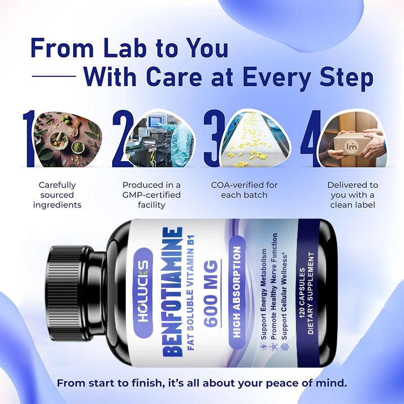 Benfotiamine Capsules, with Fat-Soluble Vitamin B1, Support Nerve Health, Energy Metabolism & Cellular Wellness for Men & Women Healthy supplements