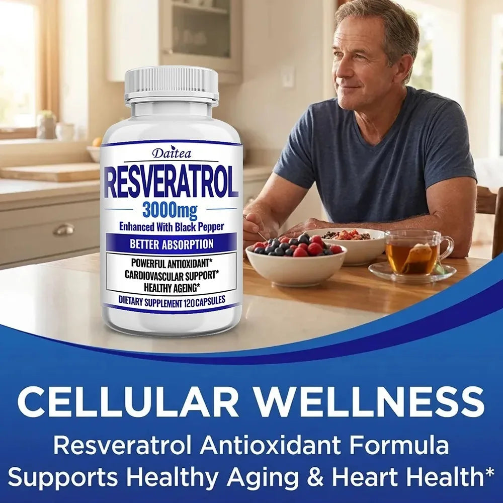 Resveratrol Supplement Capsules - Anti-Aging, Cardiovascular & Joint Support, Skin Health Healthy supplements