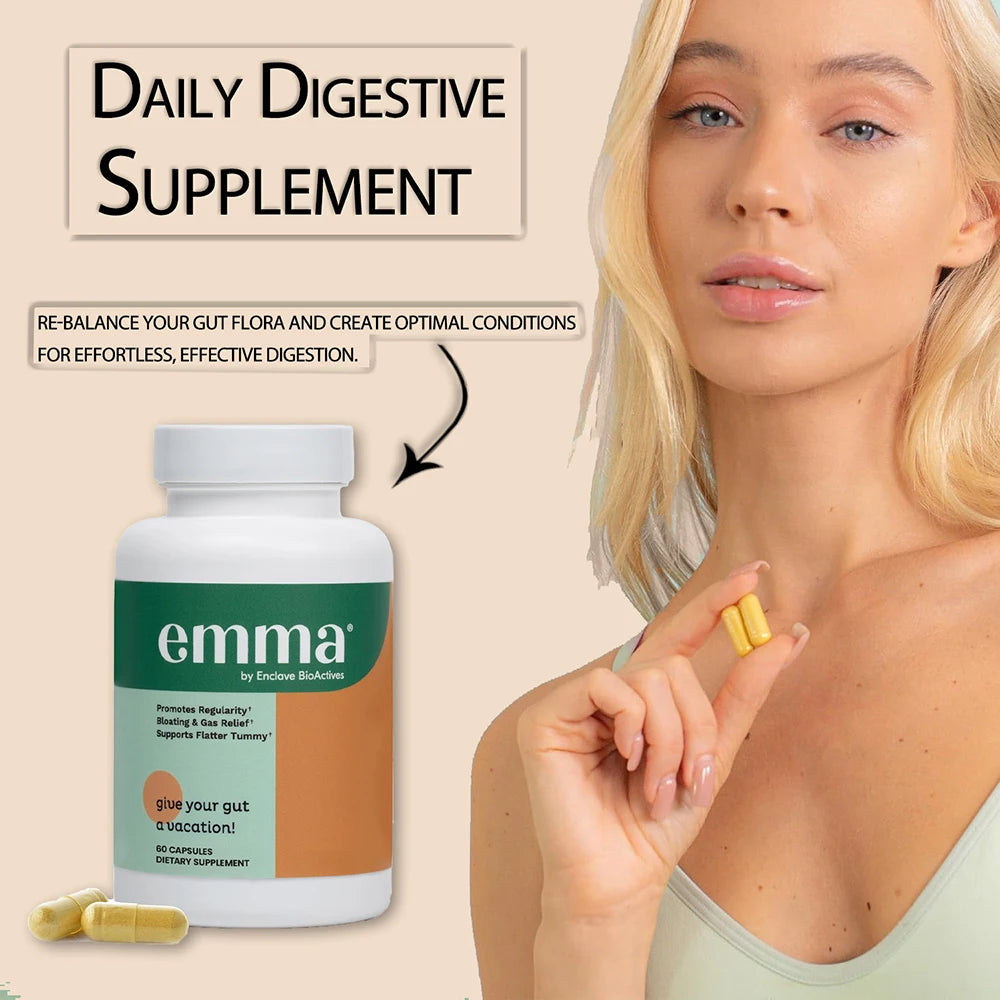 Emma Gut Health Relief Supplement | 60 Digestive Capsules For Women & Men | Helps Ease Bloating & Digestion Healthy supplements