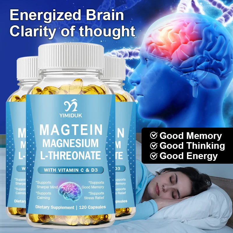 Magnesium L-Threonate Capsules With Vitamin C, Support Focus, Calming Sleep & Brain Health Formula, Men & Women Healthy supplements