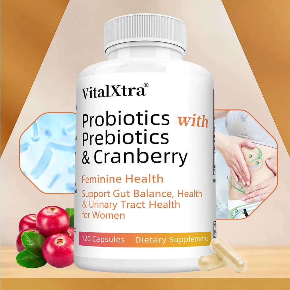 Probiotics for Women with Prebiotics, Cranberry & Vitamin C - 120 Capsules, Support Gut Balance, Health & Urinary Tract Health Healthy supplements