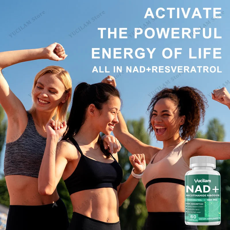 NAD+ Resveratrol Supplement - Anti-Aging, Energy Boost, Cell Repair, Skin Health, Brain Cognition - Provides Sustained Vitality Healthy supplements