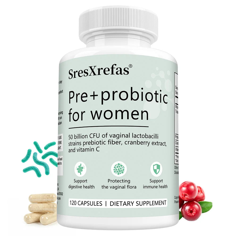 Pre+probiotic Capsules for Women, with Vitamin C, Cranberry Extract, Support Digestive Health, Protecting The Vaginal Flora Healthy supplements