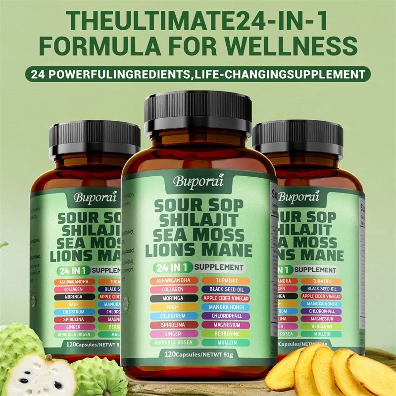 24-In-1 Soursop Supplement - Promote Digestion and Cell Health, Supports Skin, Joint and Bone Health, Strengthens Immunity Healthy supplements