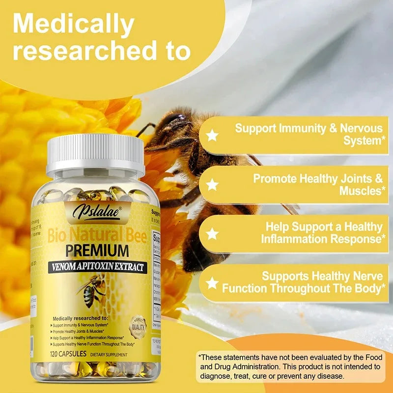 Natural Bee Venom Extract Capsules - Glucosamine Chondroitin Supplement Relieves Joint Pain and Stiffness, Promotes Bone Health Healthy supplements