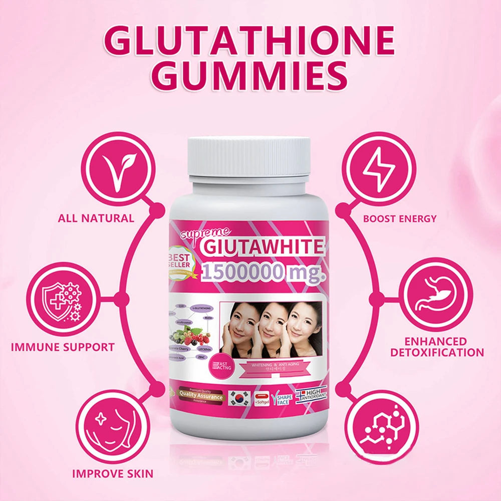 Gluta White 1500000mg Skin Whitening & Antioxidant Detox Supplement for Women & Men, Aging Defense, Blood Balance, Immune Health Healthy supplements