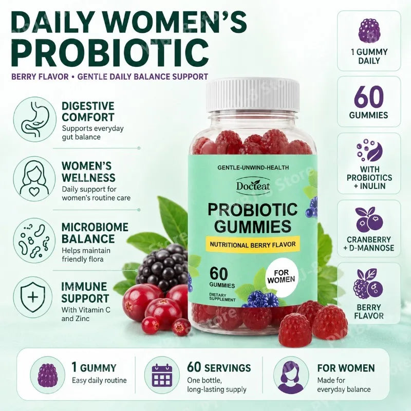 Women Probiotic Gummies 60 Count with Prebiotics Vitamin B6+C and Zinc Supports Digestive Balance & Immune Function Health Healthy supplements