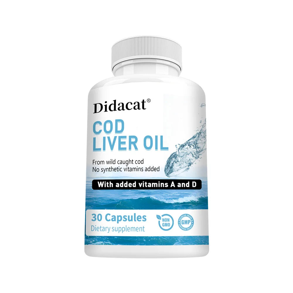 Cod Liver Oil Plus Vitamins A and D Dietary Supplement Softgels for Immune Health, Promoting Bone, Skin Health, Vision Support Healthy supplements