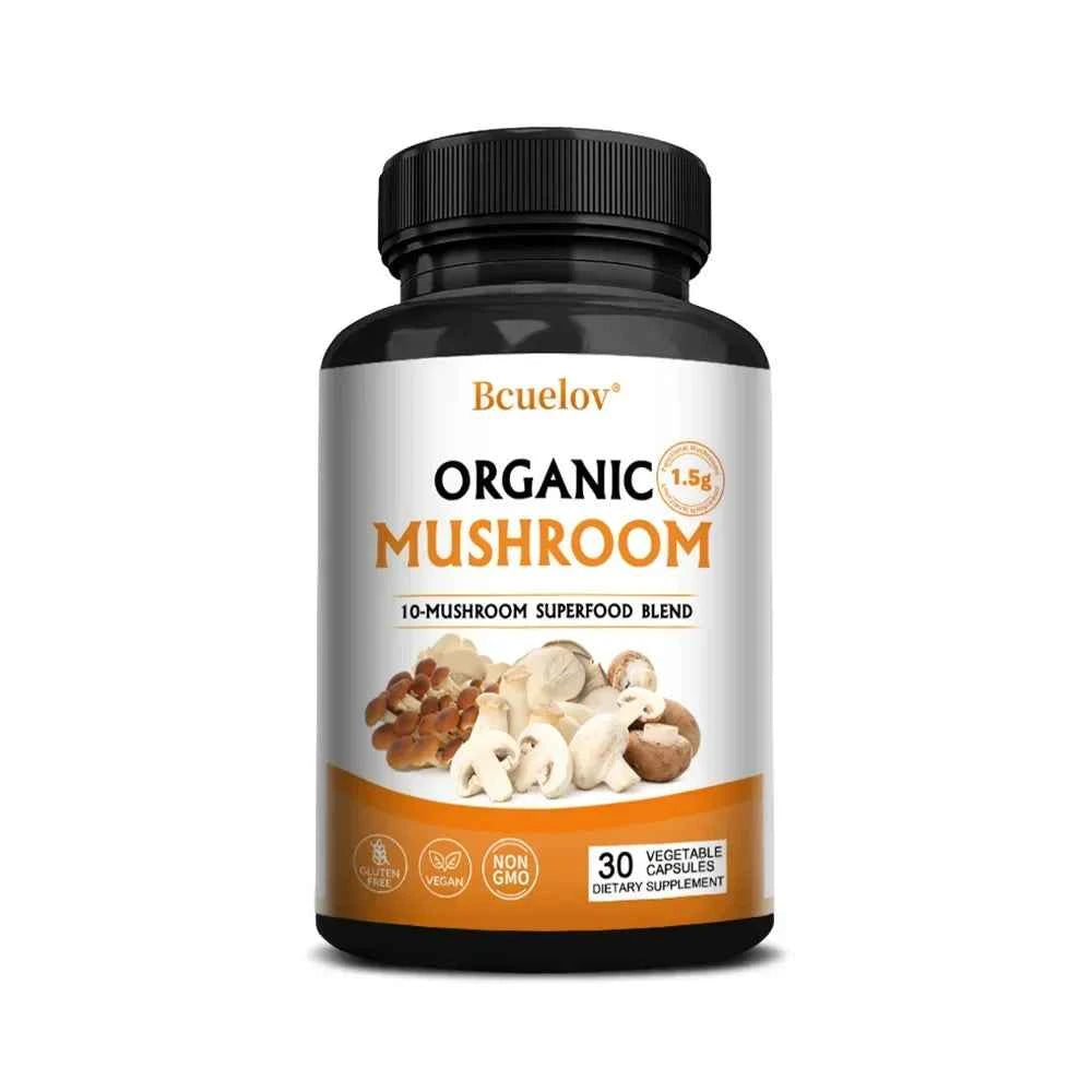 Mushroom Complex Capsules Supplement Support Immunity and Focus Health Boost Memory Protect Brain Nerves for Men Women