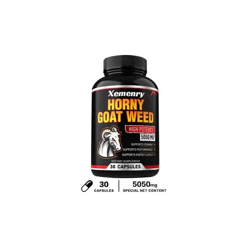 Men's Horny Goat Weed Capsules 5050 mg Formula Contains Black Pepper Extract