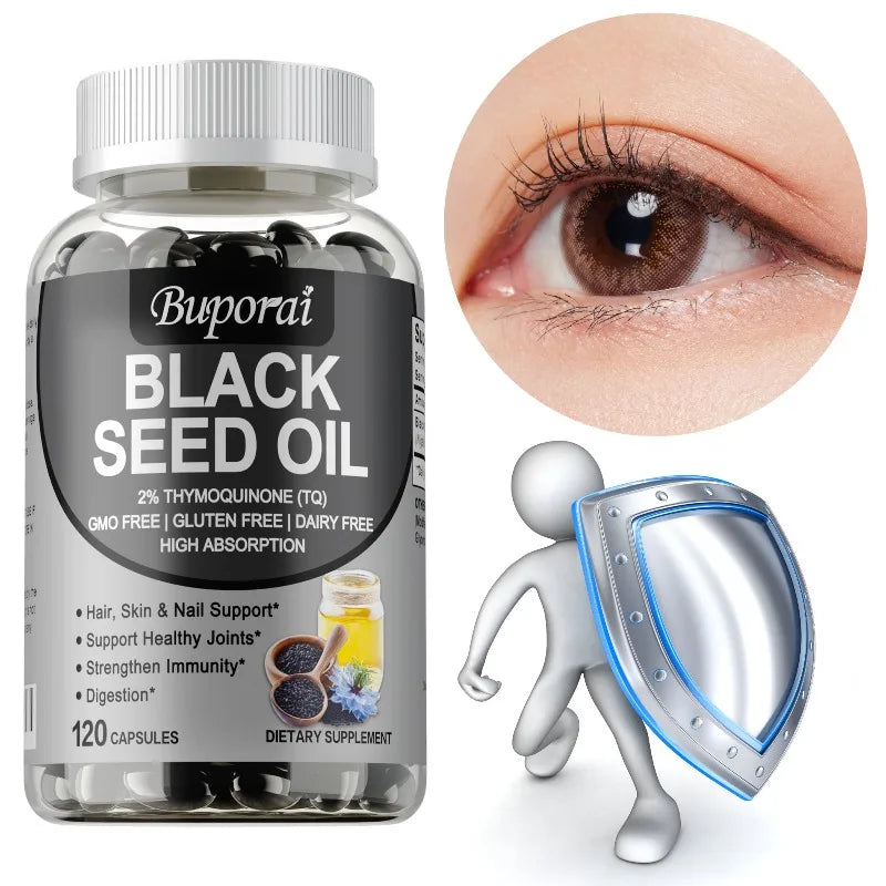 Premium Black Seed Oil 120 Capsules - Support Overall Health | Immune System Support, Non-GMO, Gluten-Free Supplement Healthy supplements