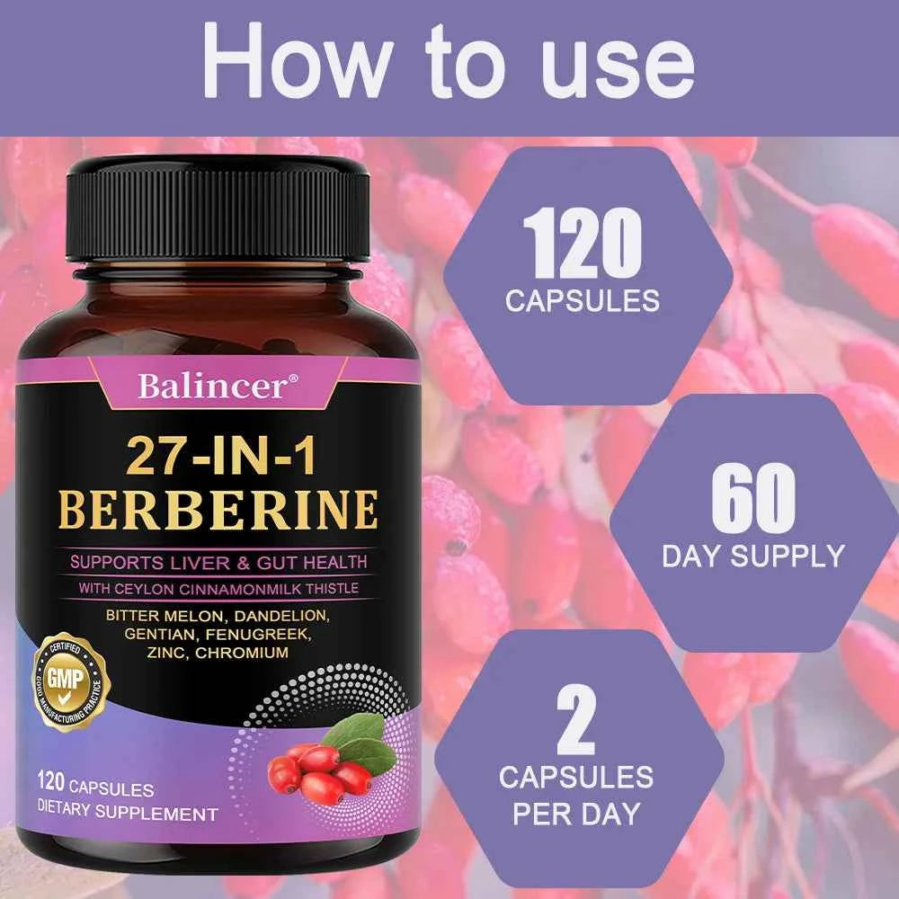 Berberine Dietary Supplement - with Ceylon Cinnamon,Metabolism, Healthy Weight Management, Circulatory Health,Immune System
