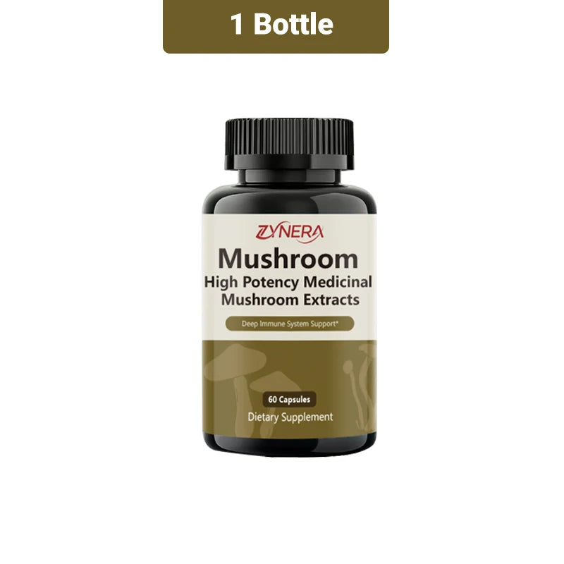 Mushroom Complex Capsules Supplement Support Immunity and Focus Health Boost Memory Protect Brain Nerves for men women stressful Healthy supplements