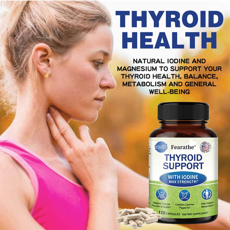 Thyroid Supplement for Men and Women - Thyroid Health, Metabolism, Energy and Focus Formula - 120 Capsules,Non-GMO Healthy supplements