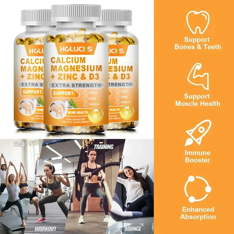 Calcium Magnesium Zinc Supplement, with Vitamin D3, Supports Strong Bones & Teeth, Muscle Health, Immunity & Enhanced Absorption Healthy supplements