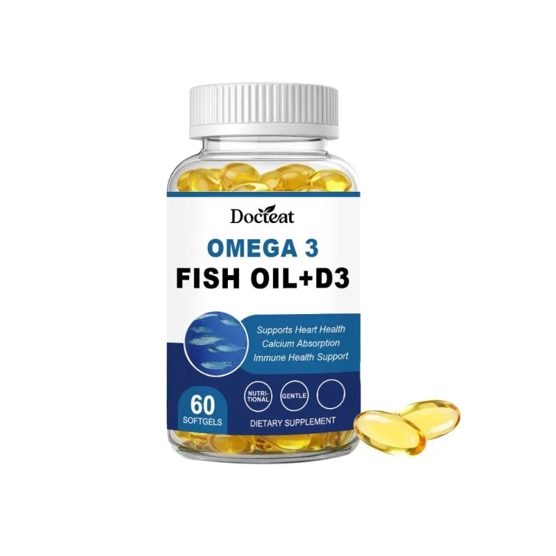 Omega-3 Fish Oil Supports Cardiovascular Wellness Calcium Absorption Immune Health 60 Softgels Nutritional Dietary Supplement Healthy supplements