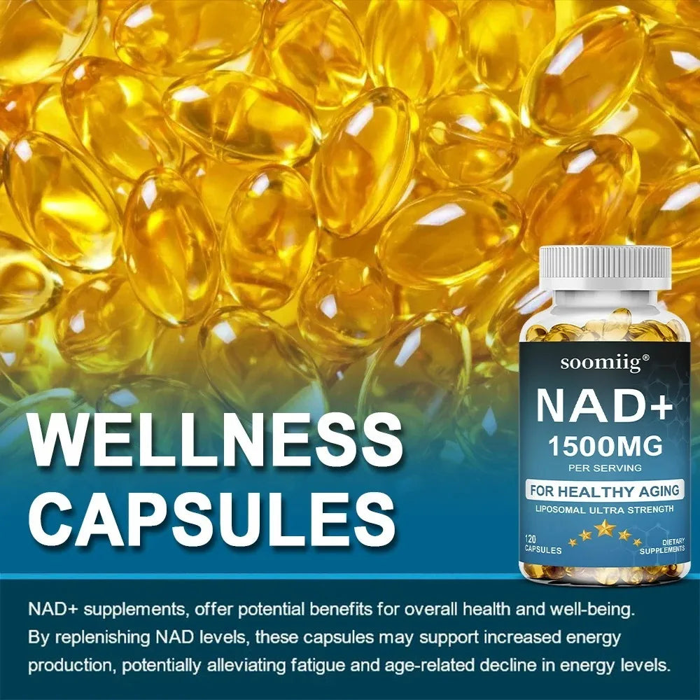 NAD+ Supplement-with Trans-Resveratrol, Support Skin Health, Cell Repair, Brain Cognition, Anti-Aging, Antioxidant, 120 Capsules Healthy supplements