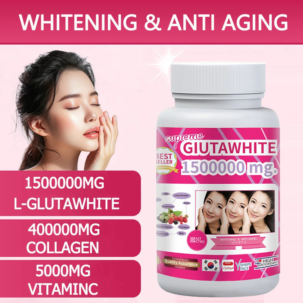 Gluta White 1500000mg Skin Whitening & Antioxidant Detox Supplement for Women & Men, Aging Defense, Blood Balance, Immune Health Healthy supplements