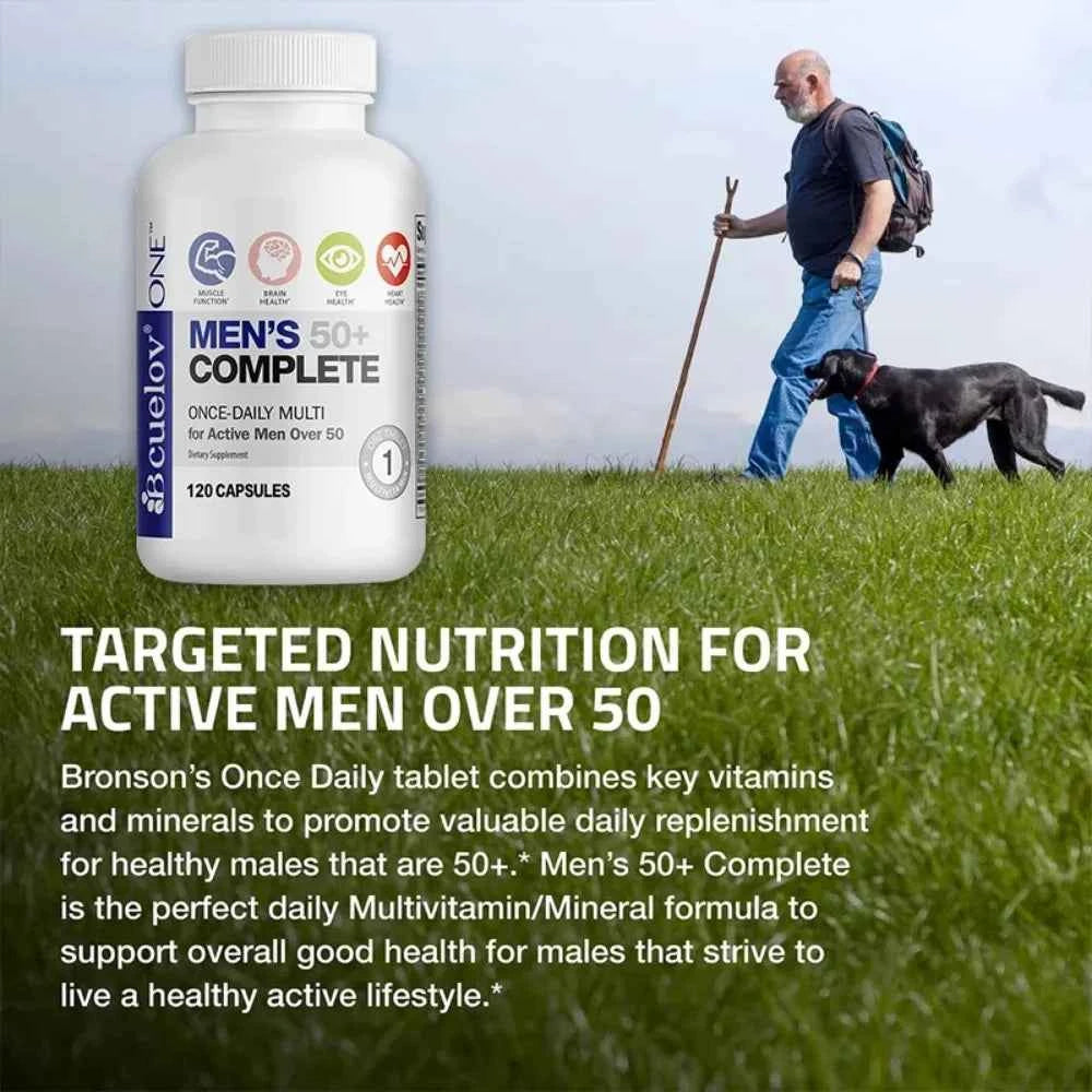 Men's Multivitamin for 50+ - High Potency Formula, for Brain, Eye & Heart Health, for Brain, Eye & Heart Health, 120 Capsules