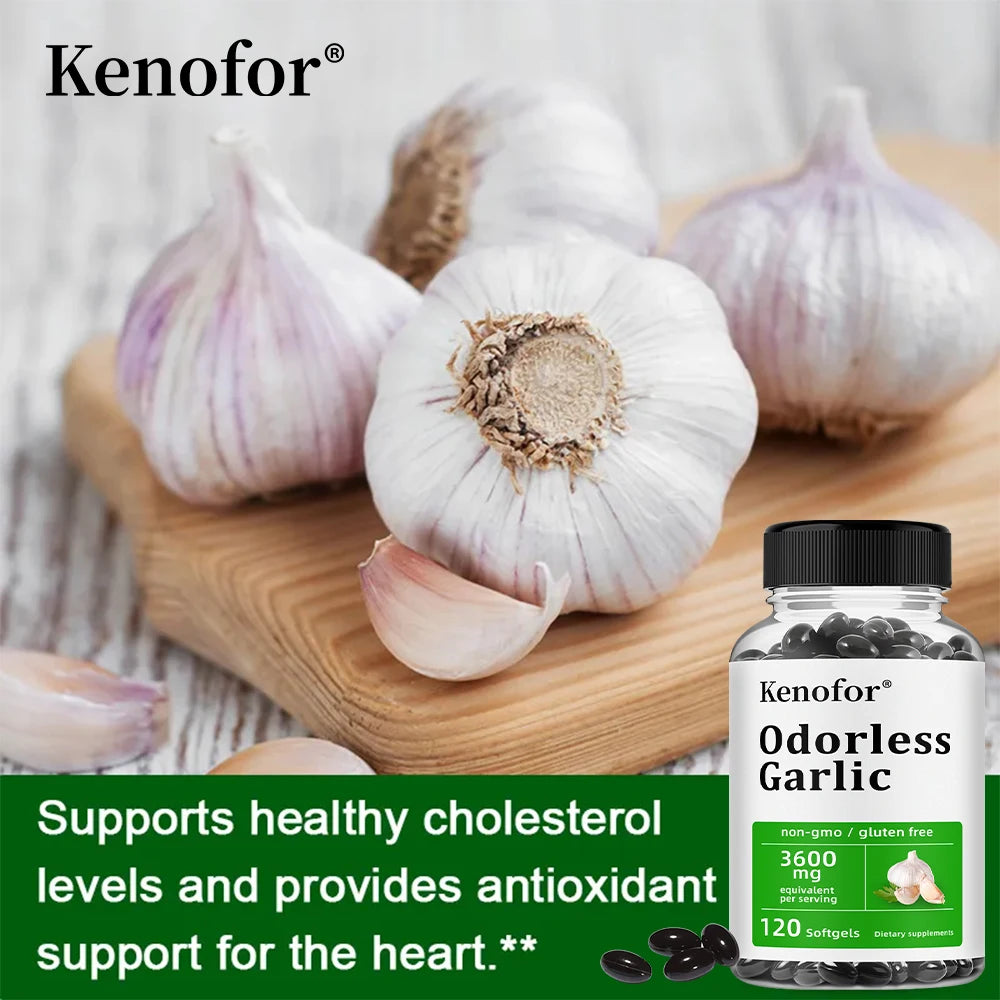 Odorless Garlic Capsules - Supports Immune and Cardiovascular, Cholesterol Health, Antioxidant, Non-GMO, Dietary Supplement Healthy supplements