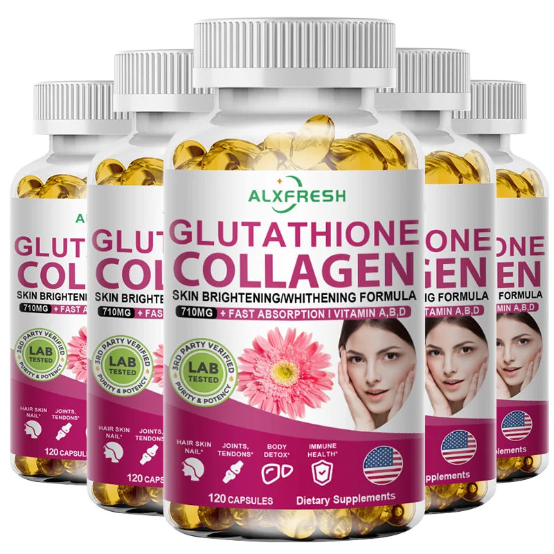 Multi Collagen Pills with Hyaluronic Acid + Vitamin C | Hydrolyzed Collagen Glutathione | for Women & Men Skin Nail Hair Health Healthy supplements