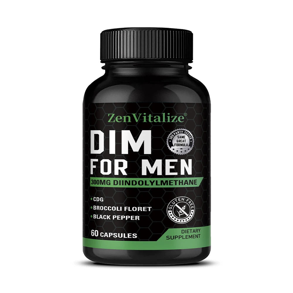 DIM Supplement for Men 300mg | Extra Strength Men’s Health Supplement with Broccoli and Black Pepper, Gluten-Free Healthy supplements