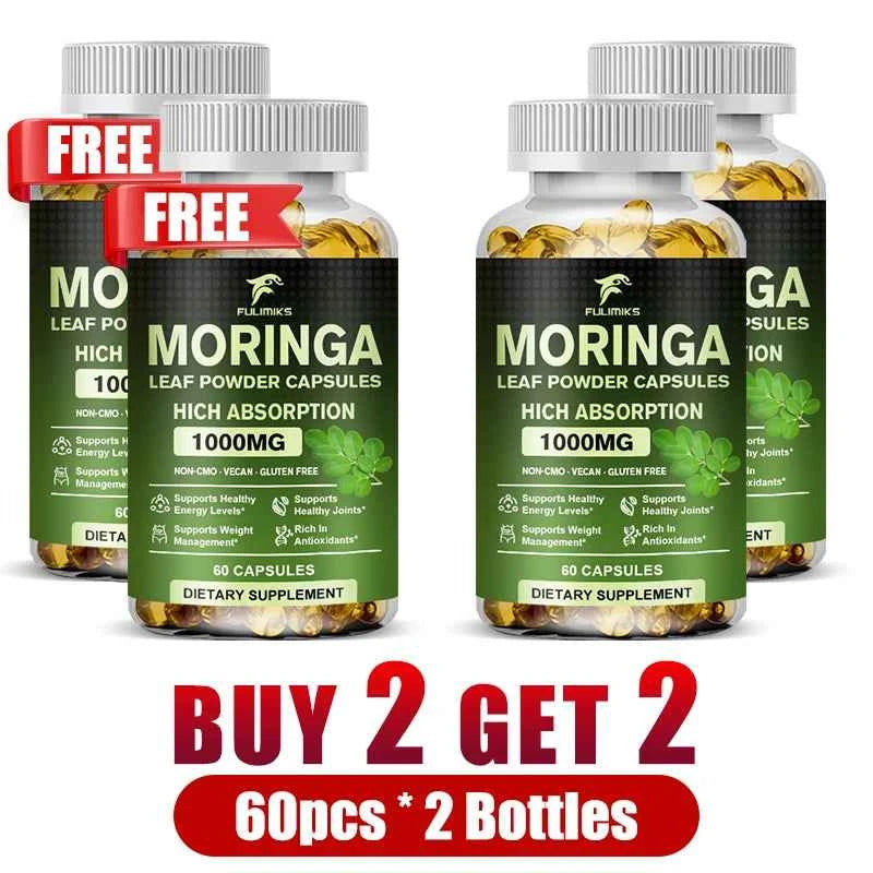 Buy 2 Get 2 Free! Pure Moringa Leaf Powder Supplement Energy, Metabolism and Immune Support,Weight Management, Non-GMO