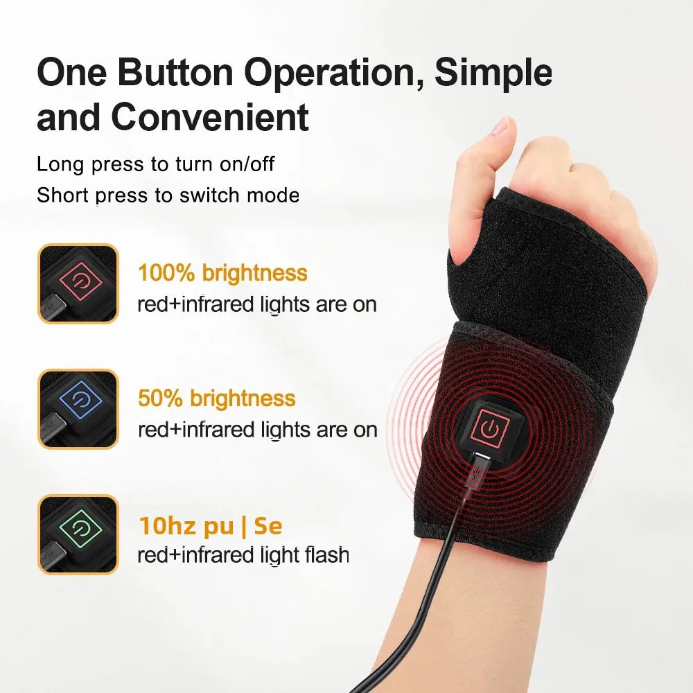 Infrared Wrist Guard Black Protective Gear Universal Left and Right 3 Levels Red Light Adjustment USB Plug Hand Joint Protection Healthy supplements