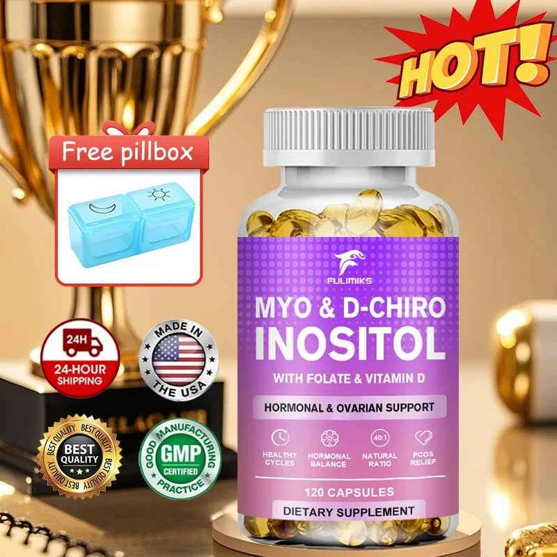 Premium Myo & D-Chiro Inositol Supplement, Support Hormone Balance, Healthy Cycles, Female Ovarian Health & Sugar Cravings
