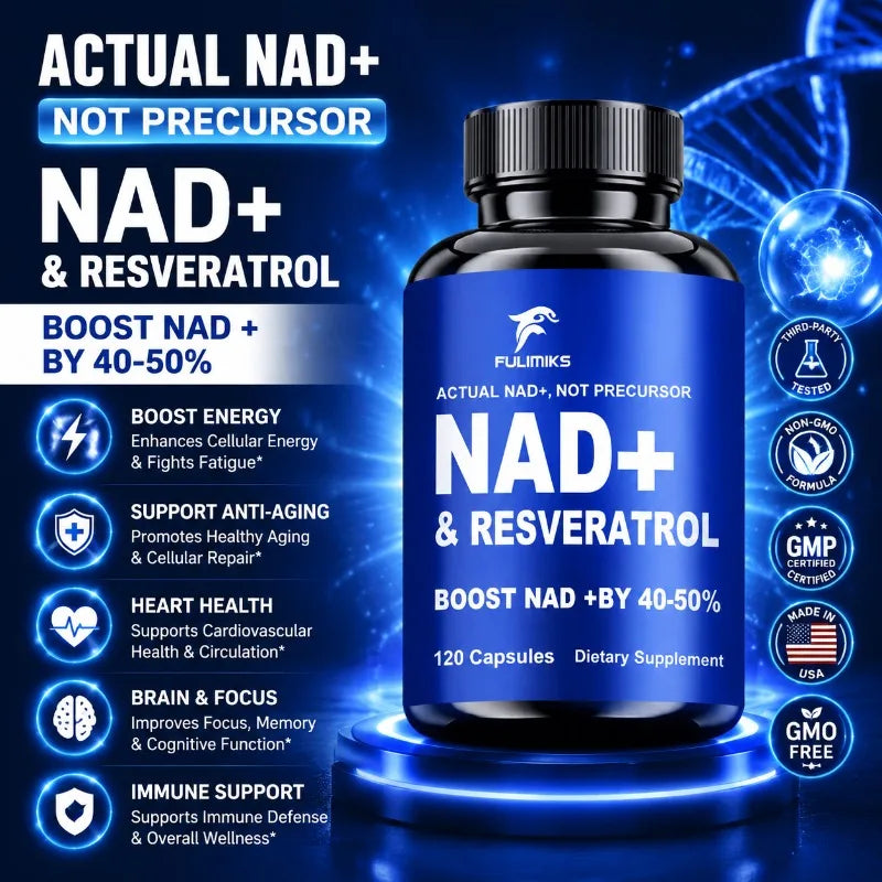 Daily NAD+ Resveratrol Dietary Supplement, with TMG & Vitamin, Support Skin, Heart Health, Immune, Sleep System for Men & Wmen Healthy supplements