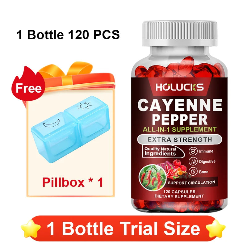 Premium Cayenne Pepper Supplement, with Grape Seed Oil, Turmeric, for Bone & Joint Health, Daily Digestive & Immune Health Healthy supplements