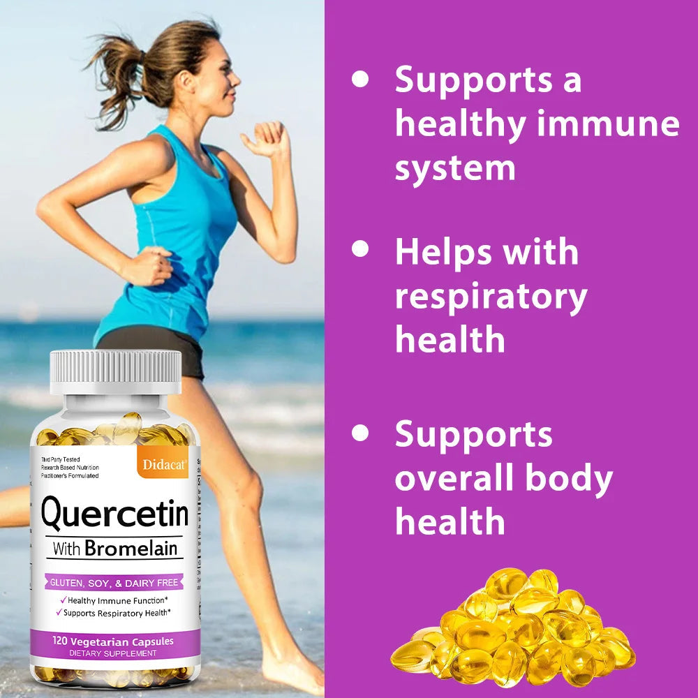 Quercetin with Bromelain Supplement, Enhance Immunity Respiratory, Antioxidant and Help Maintain Cardiovascular Health Healthy supplements