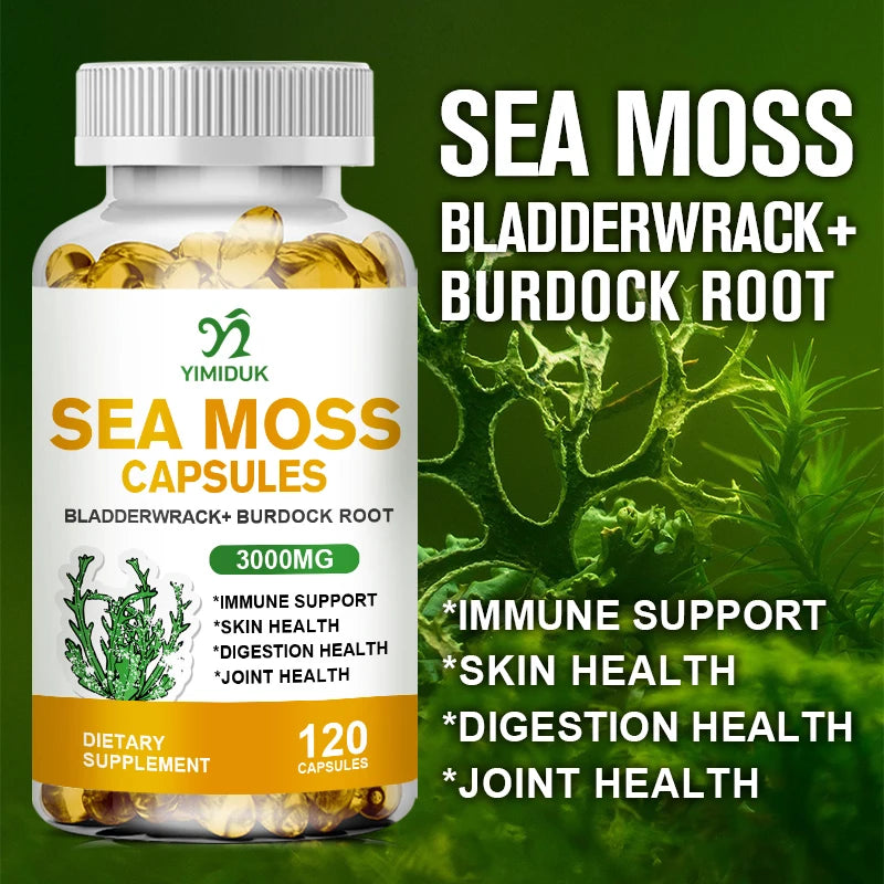 Buy 1 Get 1 Free! Organic Sea Moss Supplement, for Thyroid & Skin Health, Boosts Immunity, Energy & Digestion, GMP Certified Healthy supplements