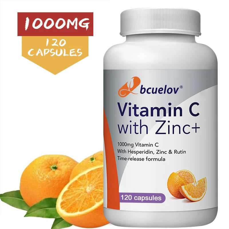 Organic Vitamin C + Zinc Capsules, High Absorption Immune Support, Antioxidant, Collagen Health Supplement - 30/60/120 Counts Healthy supplements