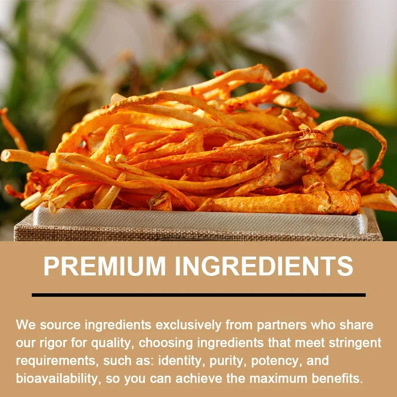 Natural Cordyceps 1000 Mg Supplement - Non-GMO 120 Capsules, Stamina and Energy Support, Helps Immune & Cardiovascular Health Healthy supplements