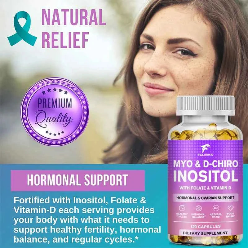 Premium Myo & D-Chiro Inositol Supplement, Support Hormone Balance, Healthy Cycles, Female Ovarian Health & Sugar Cravings