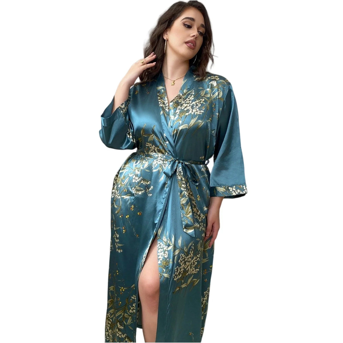 Ladies Oversized Floral Thin Skin-friendly Loungewear Summer Sexy Sleeping Robe Casual Soft and Comfortable Nightdress Homewear Healthy supplements