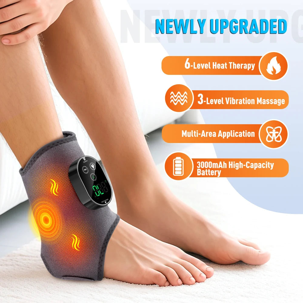 Electric Ankle Massager Hot Compress Vibration Ankle & Wrist Massage Wrap for Joint Protection Ankle Support Brace Wristband Healthy supplements