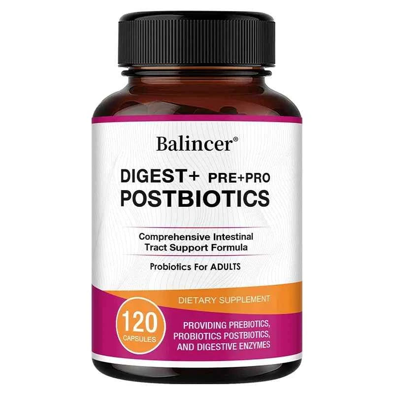 Postbiotics Digestive Enzymes Supplement - Gas & Bloating Relief, Digestion and Intestinal Health for Adults Men and Women